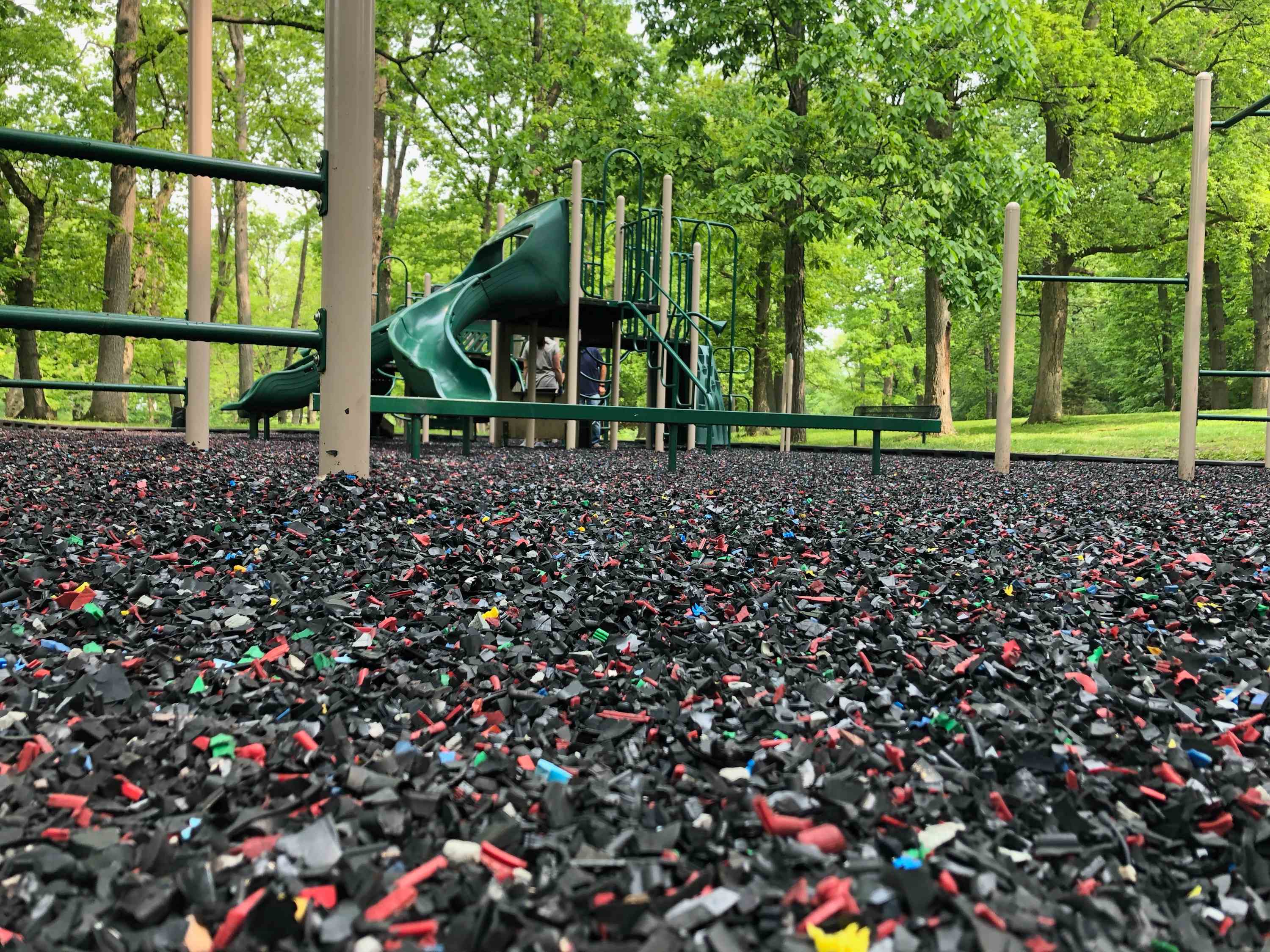rubber granules on the floor of playground
