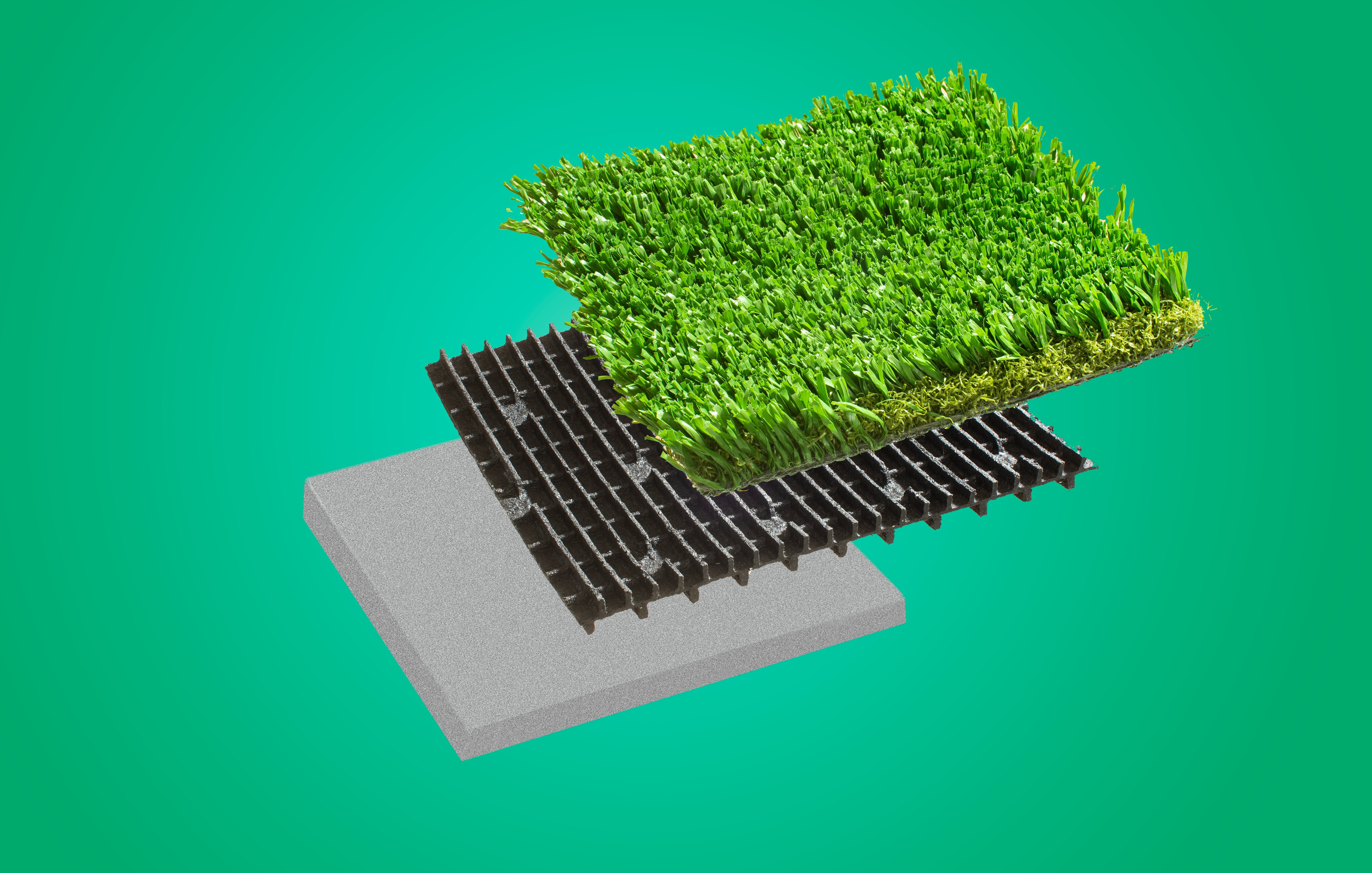 En-plast product image of en-plast being before the turf layer but after the rock layer.