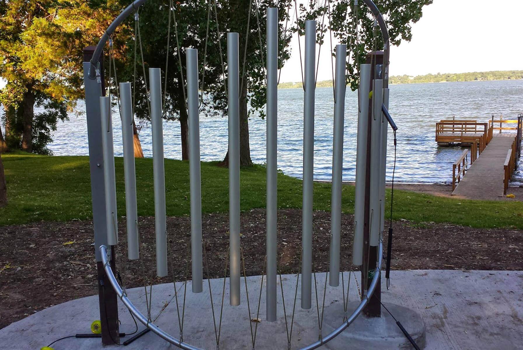 An installation of musical metal tubes