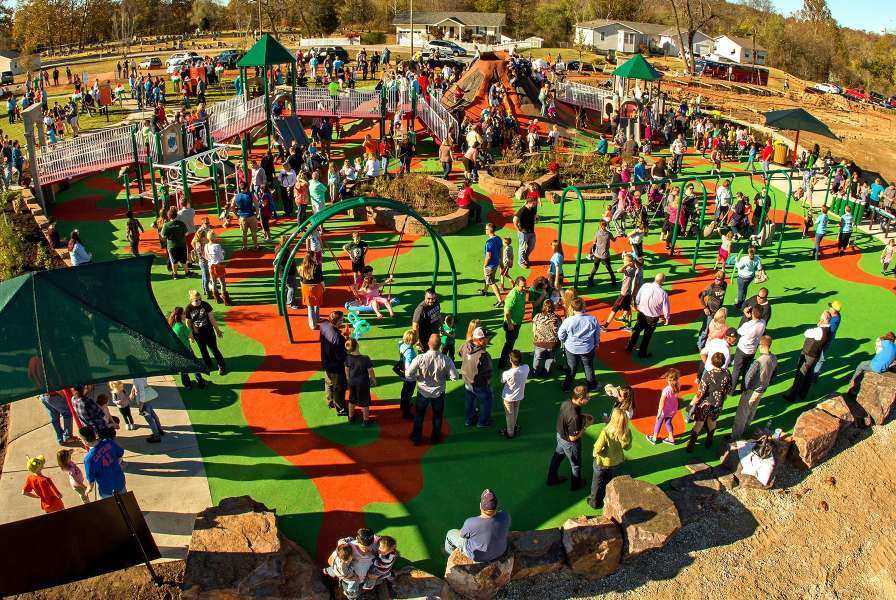 A well-populated neighborhood playground